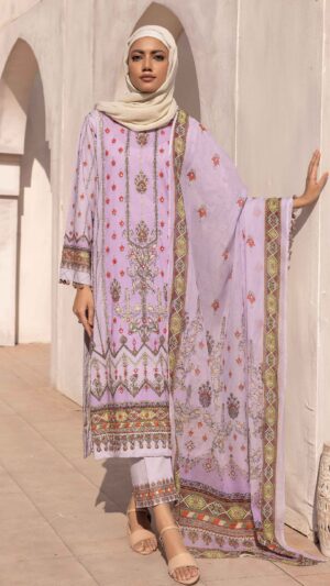 LAWN PRINT TWO COLORED SPECIAL ZARI EMBROIDERY SHEESHA HANDMADE-CROCUS