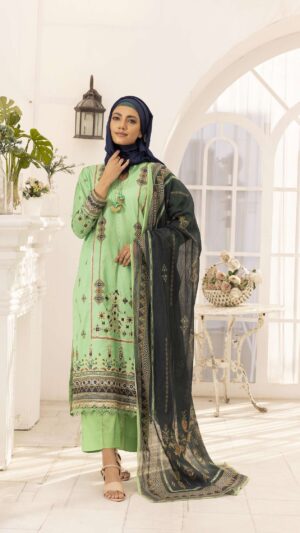 LAWN PRINT TWO COLORED SPECIAL ZARI EMBROIDERY SHEESHA HANDMADE-CROCUS